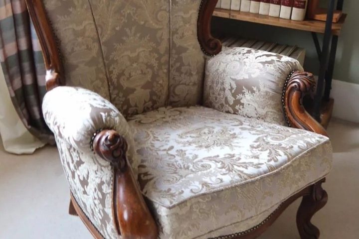 Carved Walnut Accent Chair — handcrafted wooden furniture from Chiniot, Pakistan