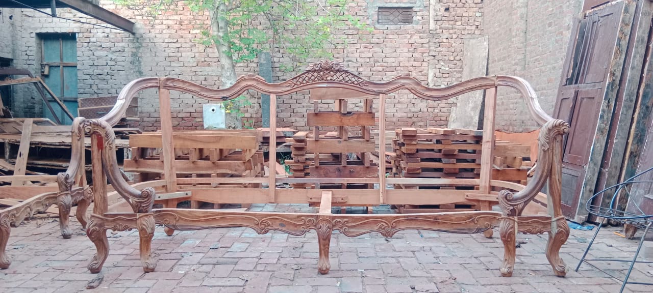 Classic carved sofa — workshop photo
